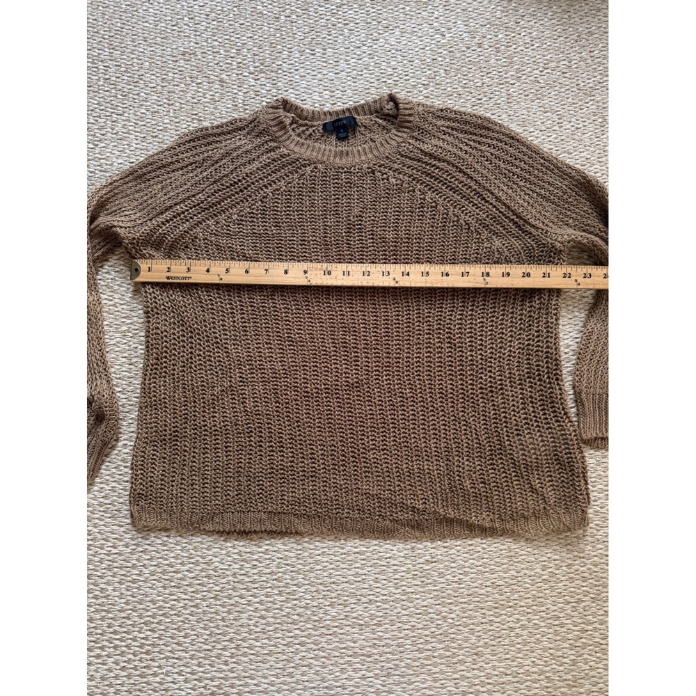 J.Crew 100% Linen Open Knit Sweater Brown Raglan Crew Neck Small Beachy coastal - Picture 6 of 13